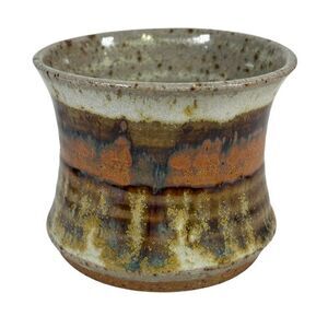 Vintage Handmade Studio Art Pottery Stoneware Vase Match Holder Votive Candle